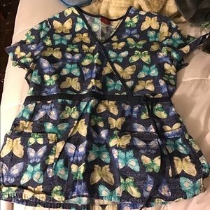 Butterfly scrub top